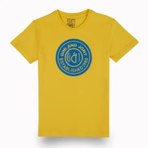Gini And Jony Boys Yellow Typographic Print Cotton T-Shirt Half Sleeves