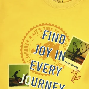 Gini And Jony Boys Yellow Graphic Print Cotton T-Shirt Half Sleeves