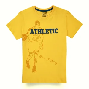 Gini And Jony Boys Yellow Graphic Print Cotton T-Shirt Half Sleeves