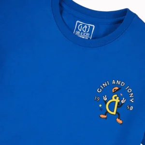 Gini And Jony Boys Blue Graphic Print Cotton T-Shirt Half Sleeves