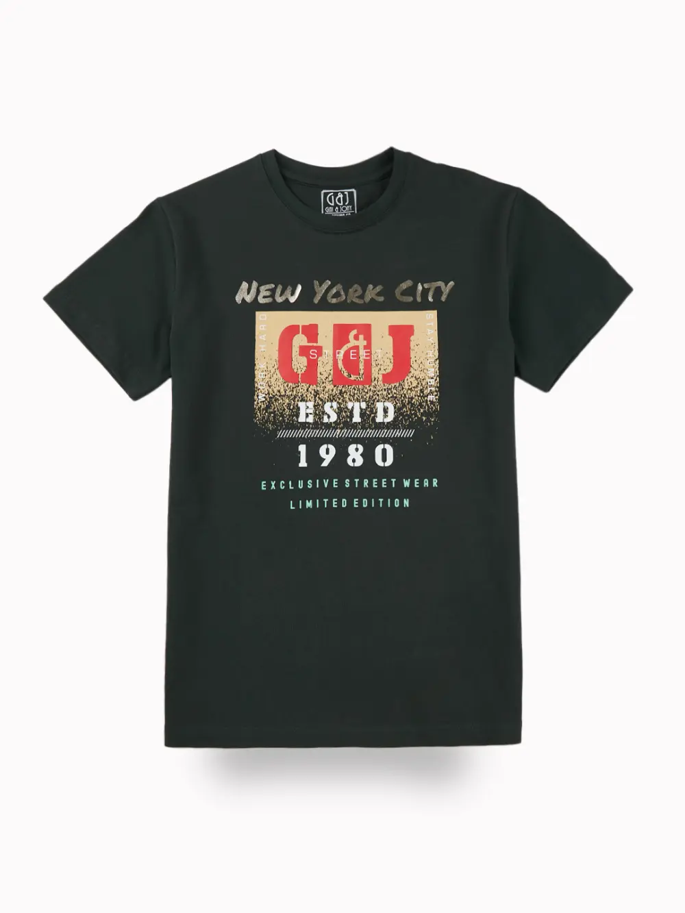 Gini And Jony Boys Green Graphic Print Cotton T-Shirt Half Sleeves