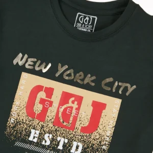 Gini And Jony Boys Green Graphic Print Cotton T-Shirt Half Sleeves