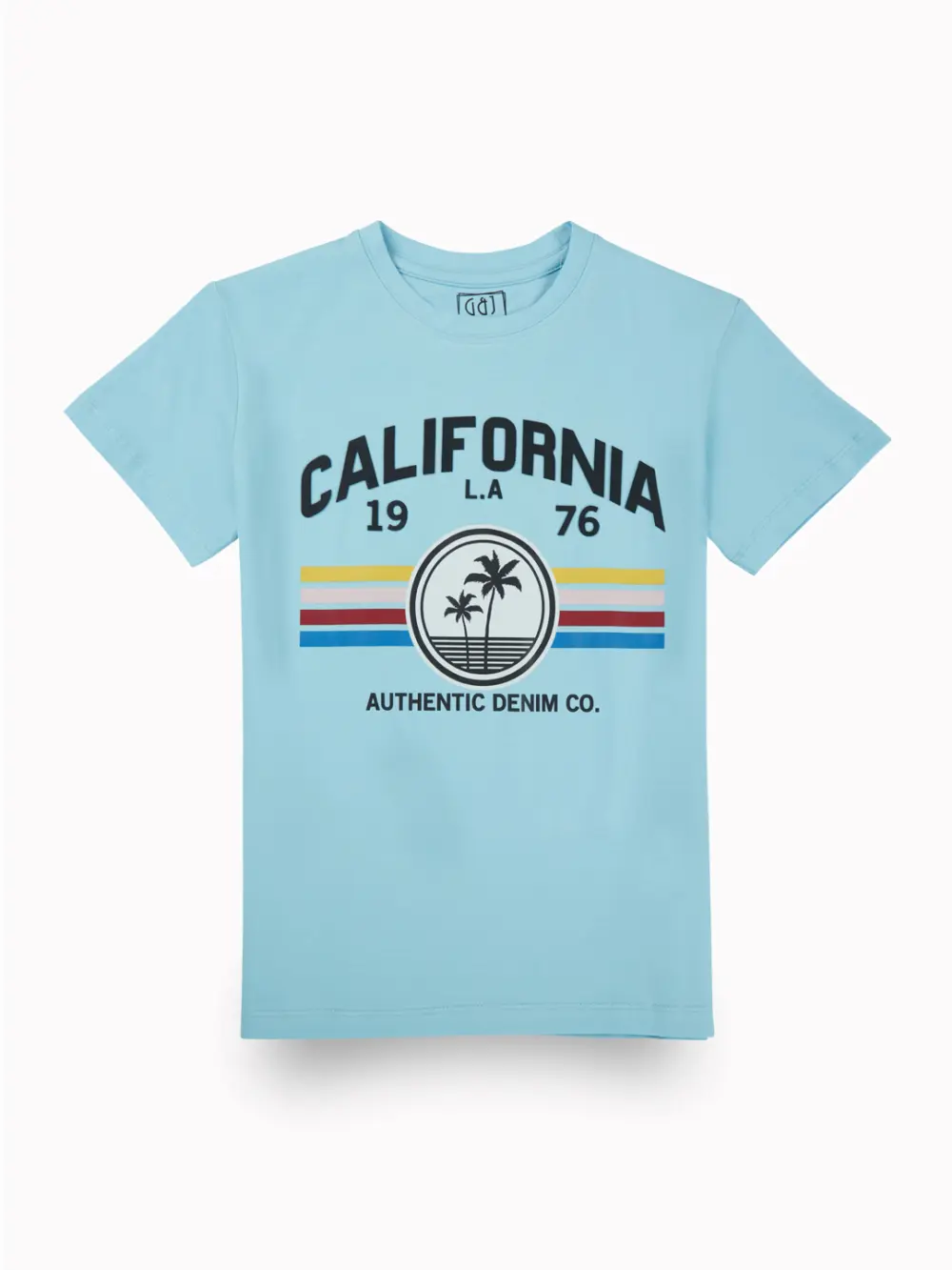 Gini And Jony Boys Light Blue Graphic Print Cotton T-Shirt Half Sleeves
