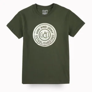 Gini And Jony Boys Green Typographic Print Cotton T-Shirt Half Sleeves