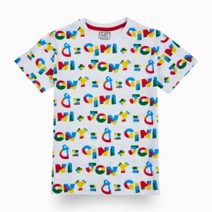 Gini And Jony Boys White Typographic Print Cotton T-Shirt Half Sleeves