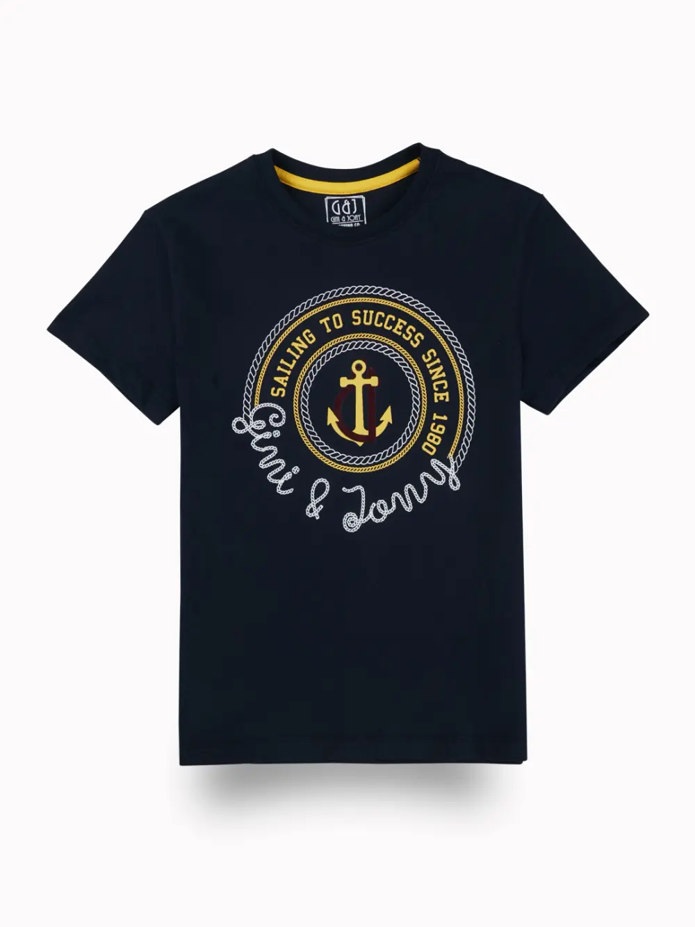 Gini And Jony Boys Navy Blue Graphic Print Cotton T-Shirt Half Sleeves