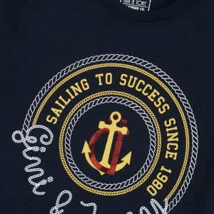 Gini And Jony Boys Navy Blue Graphic Print Cotton T-Shirt Half Sleeves