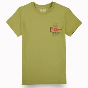 Gini And Jony Boys Olive Graphic Print Cotton T-Shirt Half Sleeves