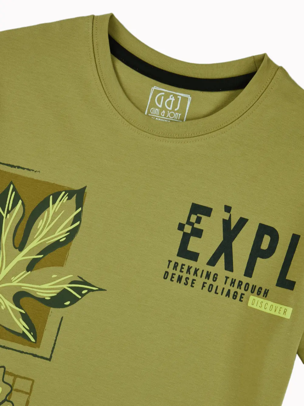 Gini And Jony Boys Light Green Graphic Print Cotton T-Shirt Half Sleeves