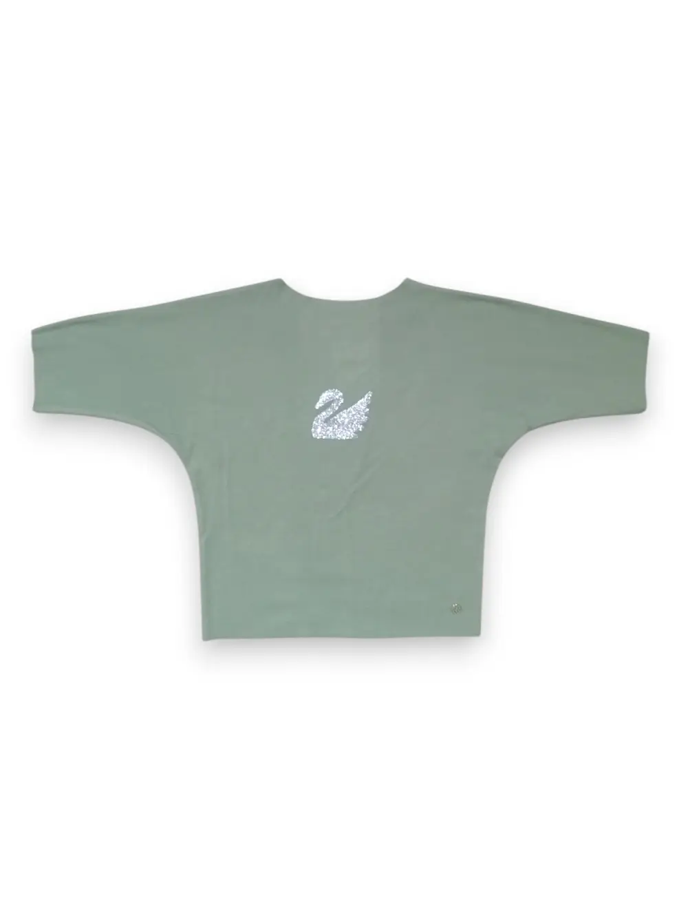 Gini And Jony Girls Olive Embellished Cotton Knits Top Half Sleeves 11-12 Years