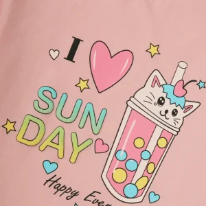 Gini And Jony Girls Light Pink Graphic Print Cotton Knits Top Half Sleeves 3-4 Years