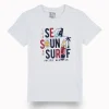 Gini And Jony Boys White Typographic Print Cotton T-Shirt Half Sleeves