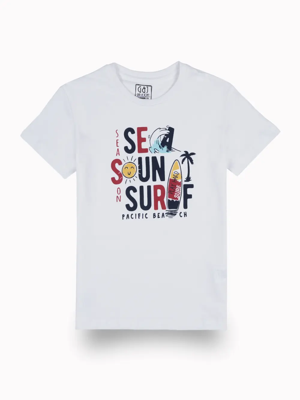 Gini And Jony Boys White Typographic Print Cotton T-Shirt Half Sleeves
