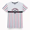 Gini And Jony Boys White Stripes Cotton T-Shirt Half Sleeves