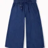 Gini And Jony Girls Dark Blue Solid Denim Culottes Elasticated