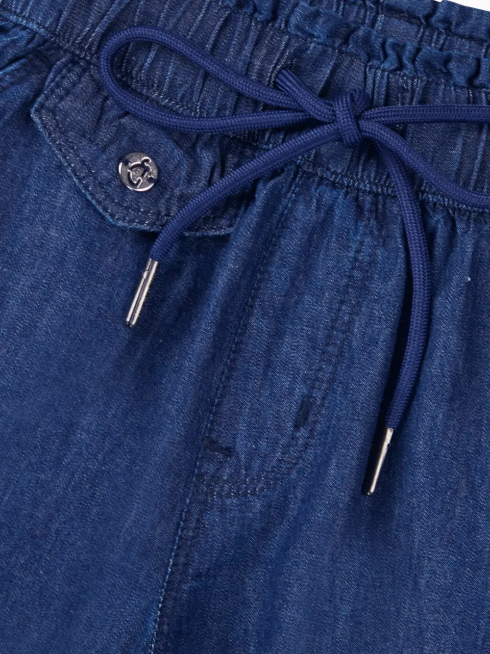 Gini And Jony Girls Dark Blue Solid Denim Culottes Elasticated