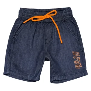 Gini And Jony Boys Dark Blue Typographic Print Denim Bermuda Elasticated