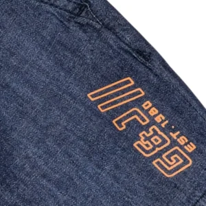 Gini And Jony Boys Dark Blue Typographic Print Denim Bermuda Elasticated