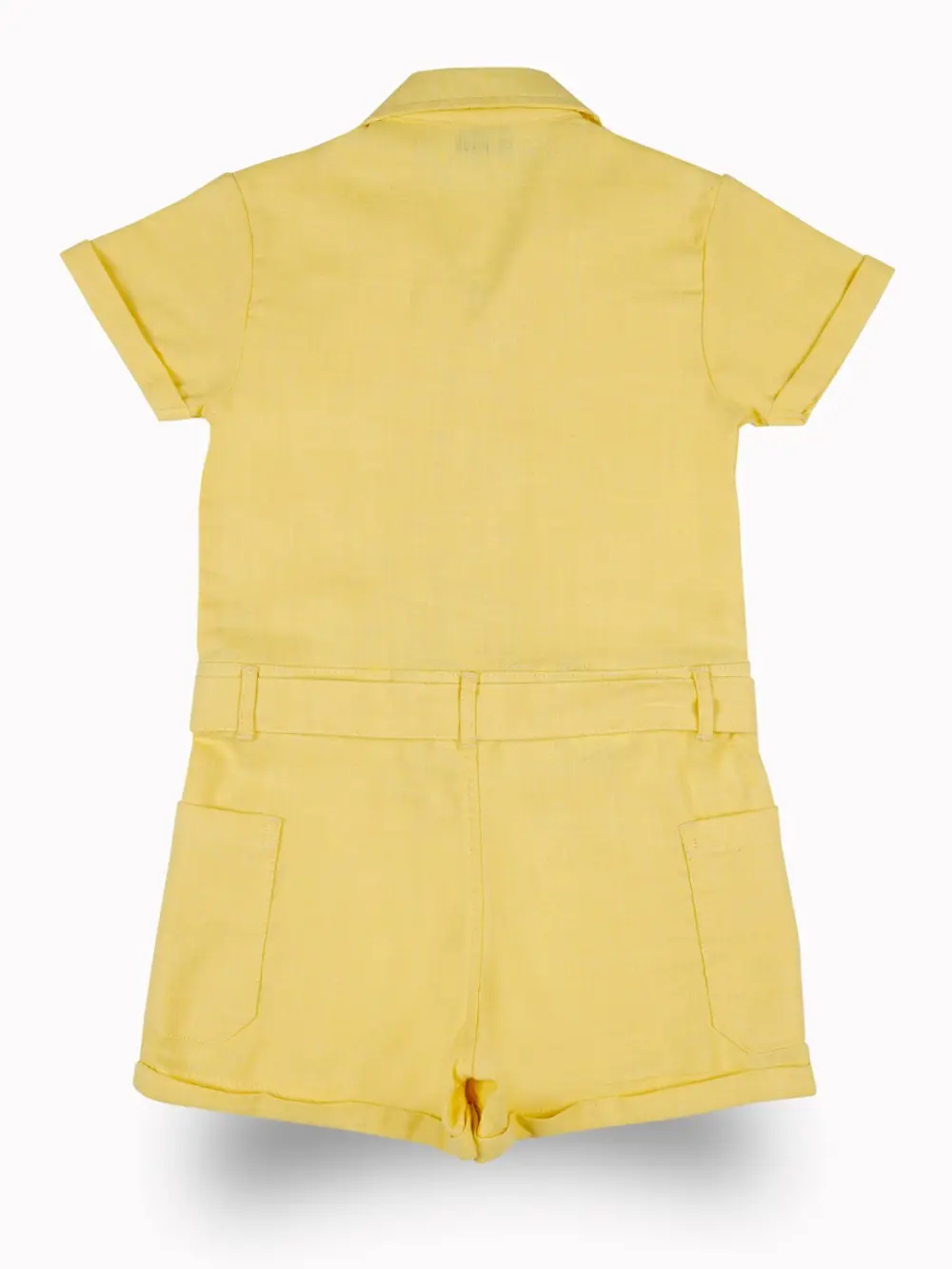 Gini And Jony Girls Yellow Solid Cotton Dungaree Half Sleeves