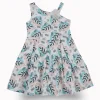 Gini And Jony Girls Blue Tropical Print Cotton Dress Sleeveless