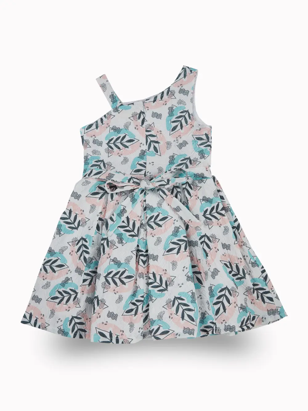 Gini And Jony Girls Blue Tropical Print Cotton Dress Sleeveless