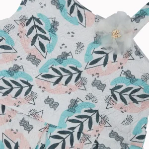Gini And Jony Girls Blue Tropical Print Cotton Dress Sleeveless