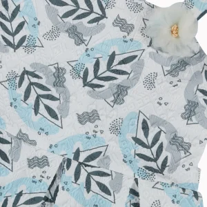 Gini And Jony Girls Blue Tropical Print Cotton Dress Sleeveless