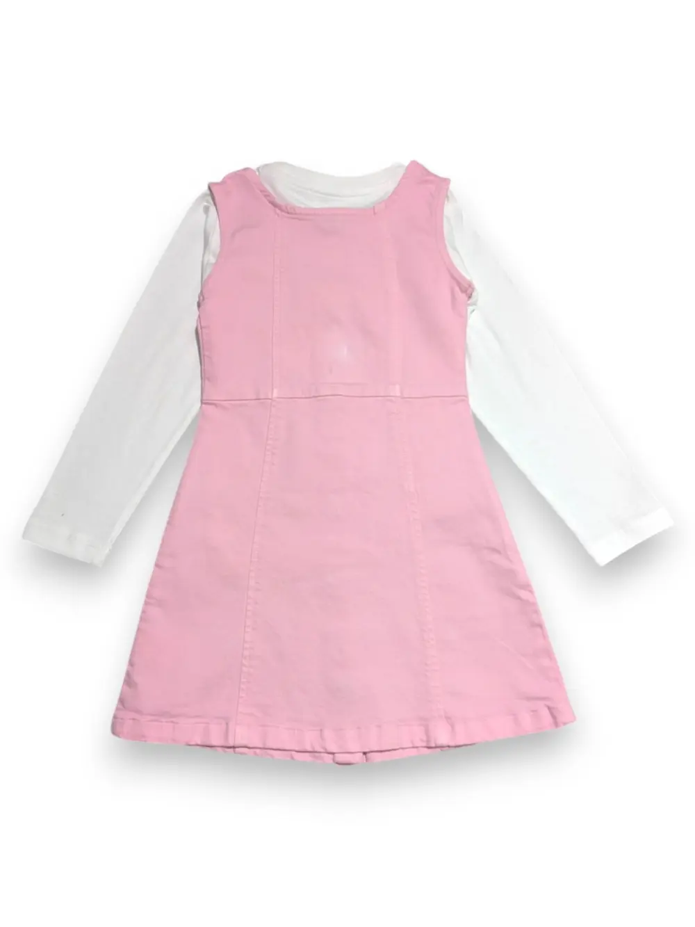 Gini And Jony Girls Pink Solid Denim Dungaree Full Sleeves