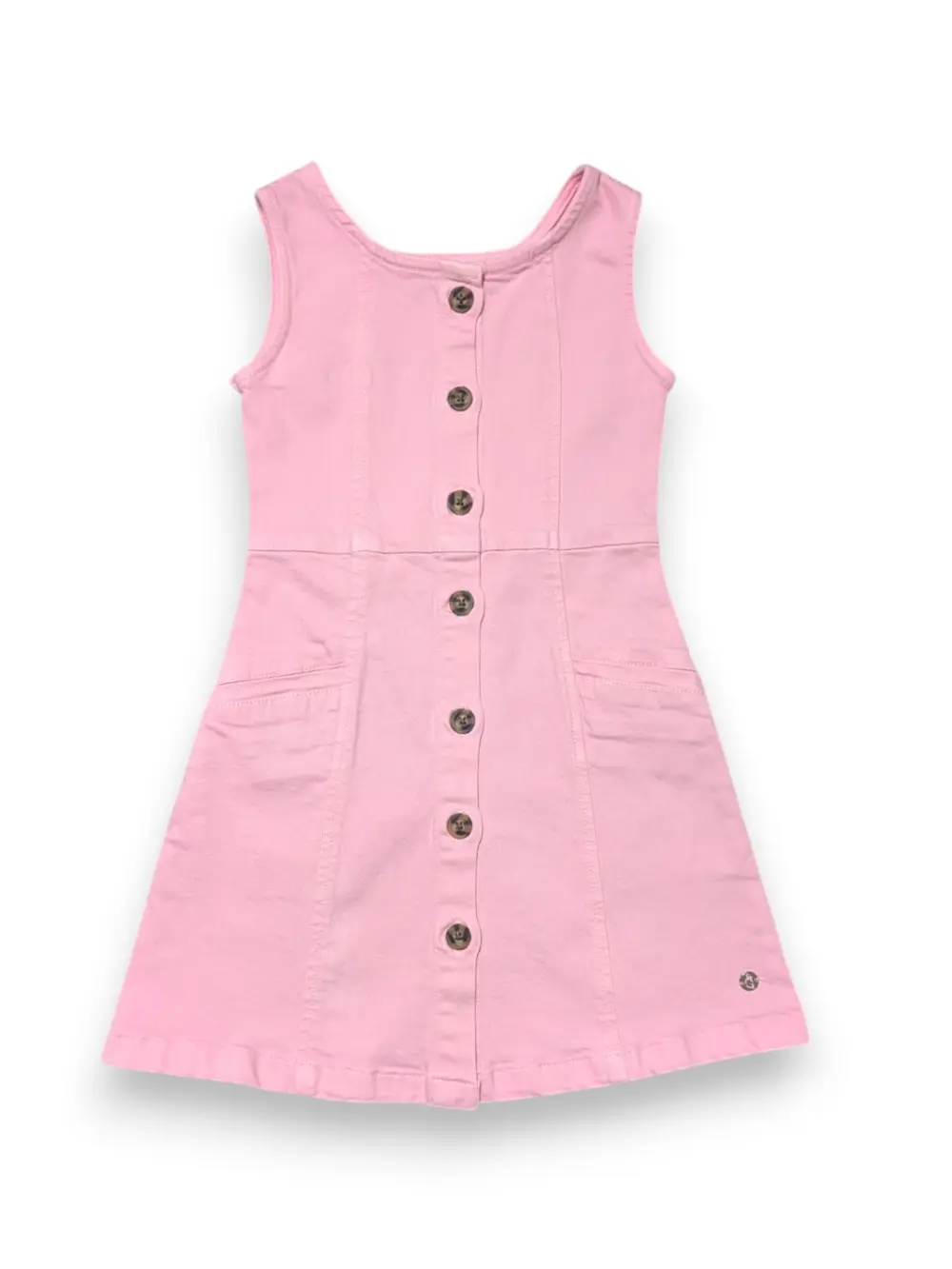 Gini And Jony Girls Pink Solid Denim Dungaree Full Sleeves