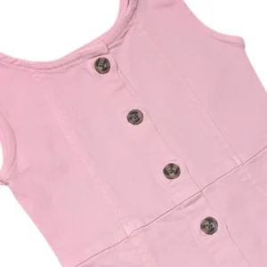 Gini And Jony Girls Pink Solid Denim Dungaree Full Sleeves