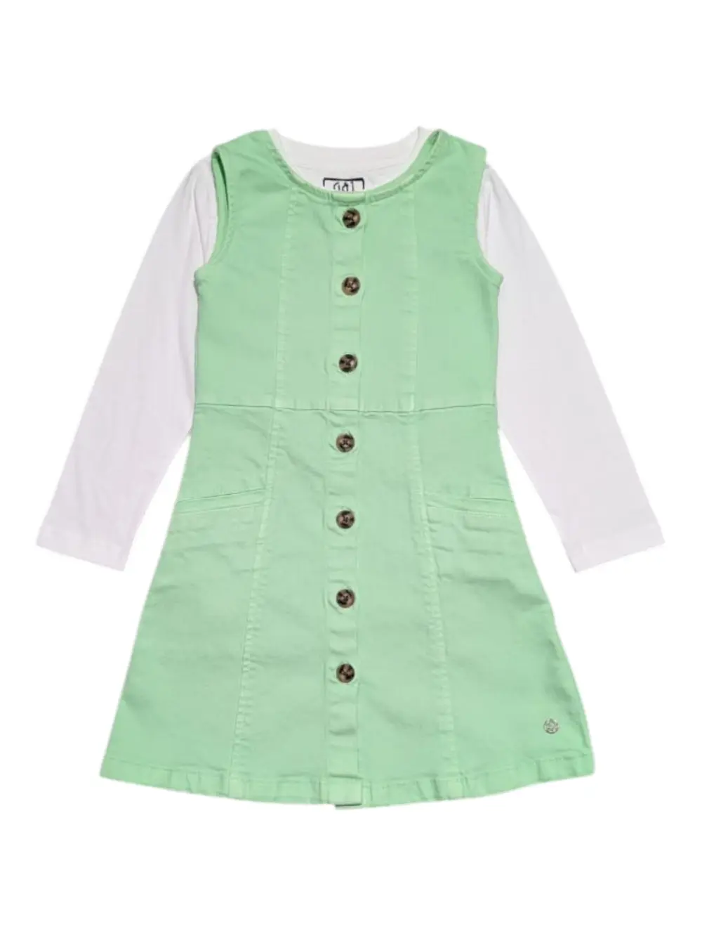 Gini And Jony Girls Blue Solid Denim Dungaree Full Sleeves