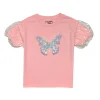 Gini And Jony Girls Pink Applique Cotton Knits Top Half Sleeves 9-10 Years
