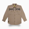 Gini And Jony Boys Brown Typographic Print Cotton Shirt Full Sleeves