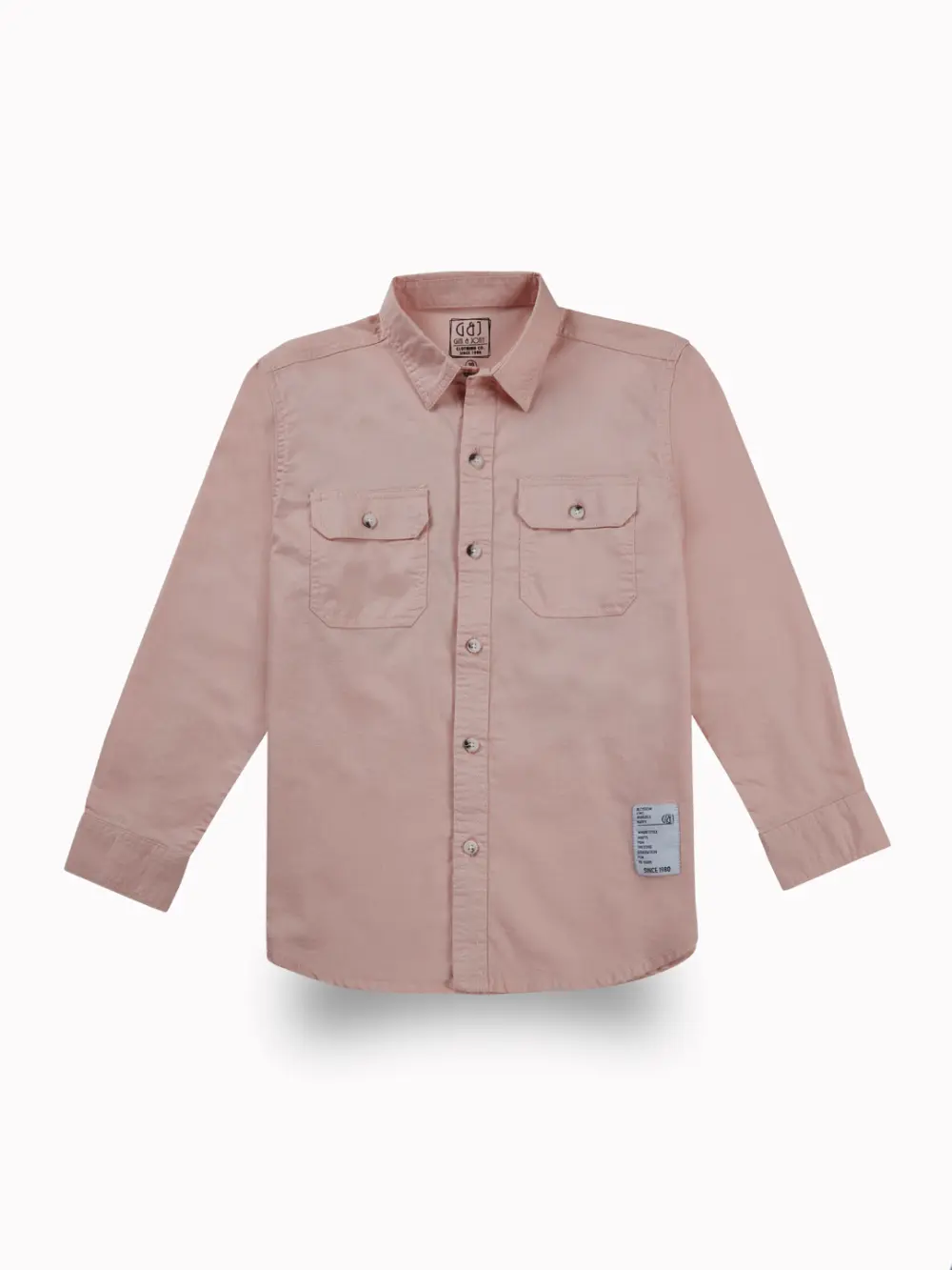 Gini And Jony Boys Light Pink Typographic Print Cotton Shirt Full Sleeves