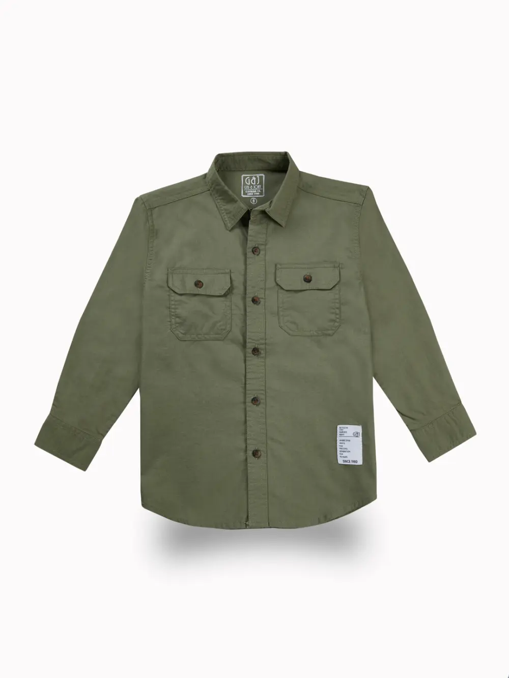 Gini And Jony Boys Green Typographic Print Cotton Shirt Full Sleeves