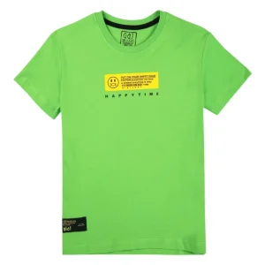Gini And Jony Boys Green Typographic Print Cotton T-Shirt Half Sleeves