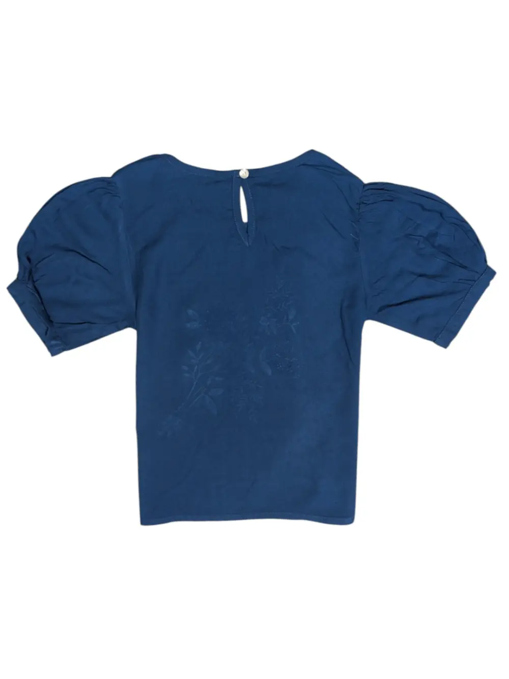 Gini And Jony Girls Blue Embroidery Satin Woven Top Cap Sleeves 9-10 Years