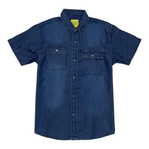 Gini And Jony Boys Blue Embroidery Denim Shirt Half Sleeves