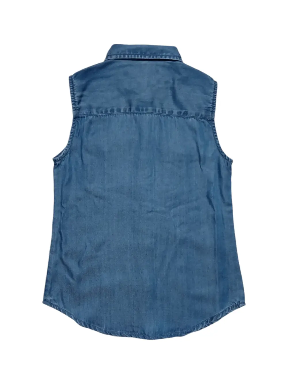 Gini And Jony Girls Blue Solid Denim Woven Top Cap Sleeves 9-10 Years