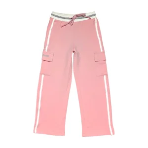 Gini And Jony Girls Pink Color Block Cotton Track Pant Elasticated