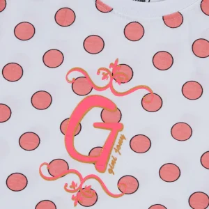 Gini And Jony Girls Peach Polka Dots Cotton Knits Top Half Sleeves 9-10 Years