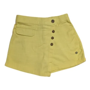Gini And Jony Girls Yellow Solid Linen Skorts Elasticated