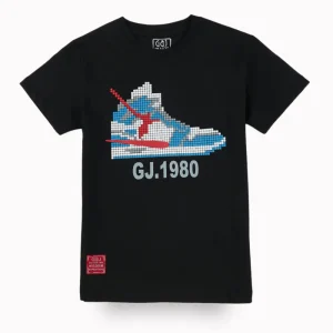 Gini And Jony Boys Black Graphic Print Cotton T-Shirt Half Sleeves