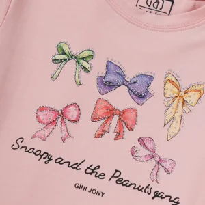 Gini And Jony Girls Pink Embellished Cotton Knits Top Half Sleeves 11-12 Years