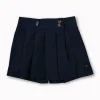 Gini And Jony Girls Navy Blue Solid Cotton Skort Elasticated