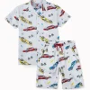 Gini And Jony Boys White Conversational Print Cotton Co-Ordinate Half Sleeves