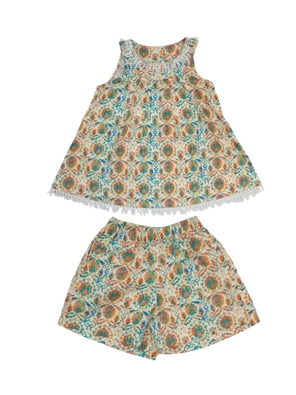 Gini And Jony Girls Multi Color Floral Print Cotton Co Ordinate 9-10 Years