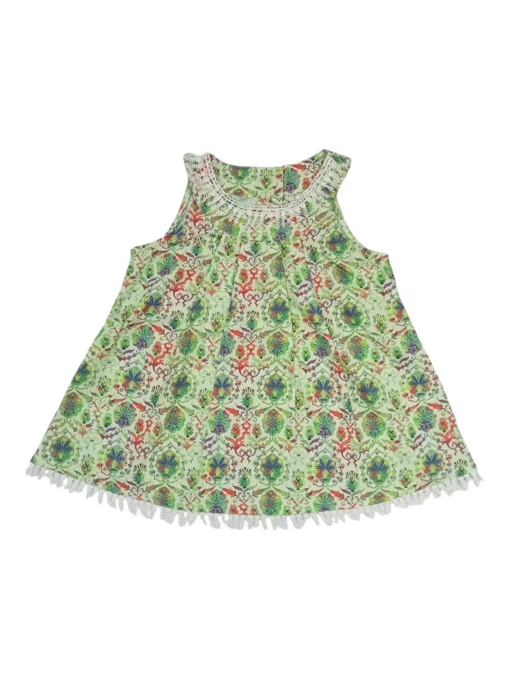 Gini And Jony Girls Light Green Floral Print Cotton Co Ordinate 9-10 Years