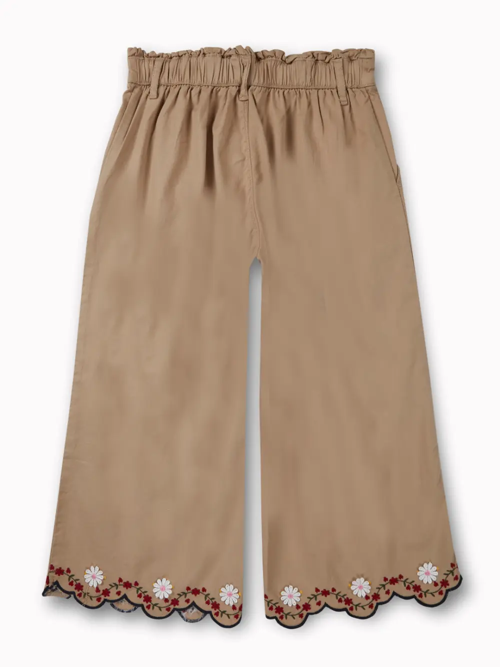 Gini And Jony Girls Khaki Applique Cotton Culottes Elasticated