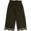Gini And Jony Girls Olive Embroidery Cotton Culottes Elasticated
